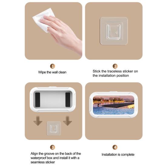 Suport telefon pentru duș Husă rezistentă la apă pentru suport de perete pentru baie, cadă, bucătărie