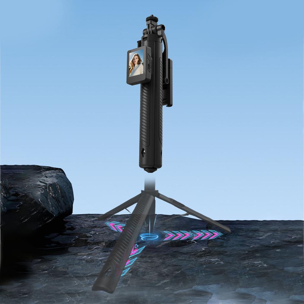 29cm-165cm Selfie Stick with 2 Inch Screen, Wireless Screen Mirroring with 1Celsius4 Inch Thread Mount, 600mAh BATTERY for Smartphones