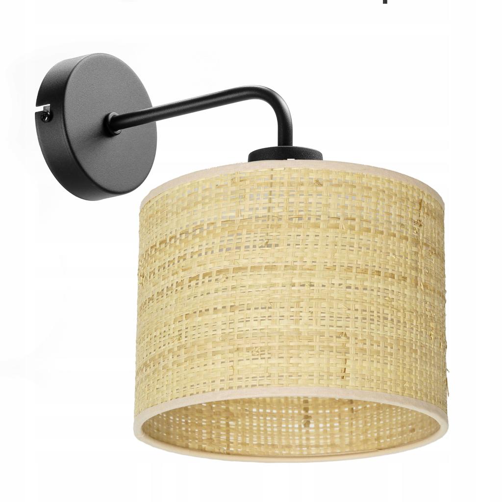Lampa kinkiet ścienny metalowy led abażur rattan e27 polska lampa boho