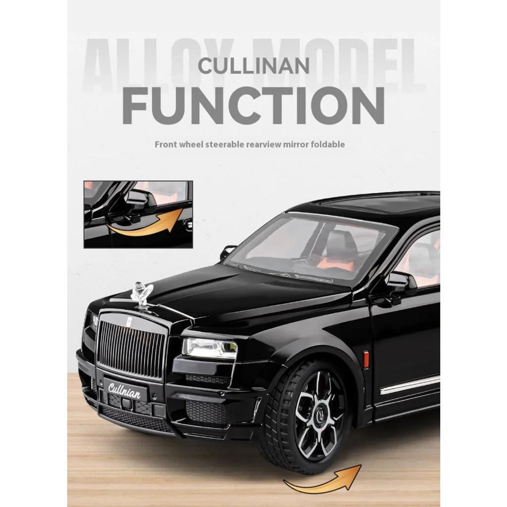 1/20 Scale Rolls Royce Cullinan Trailer RV Camping Van Diecast Model Alloy Metal Car Sound & Light Pull Back Home Display Ornament Boy