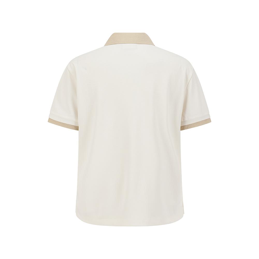 MALBON GOLF Women'S Seersucker Collared T-Shirt Cream (Woman)