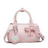 Fashion portable bow cylinder bag women's summer new personalized mirror pendant shoulder messenger bag