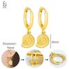 925 Sterling Silver Needle Vintage Heart/Shell Pendant Earrings Round/Square Plate Hoop Earrings for Women Party Fashion Jewelry