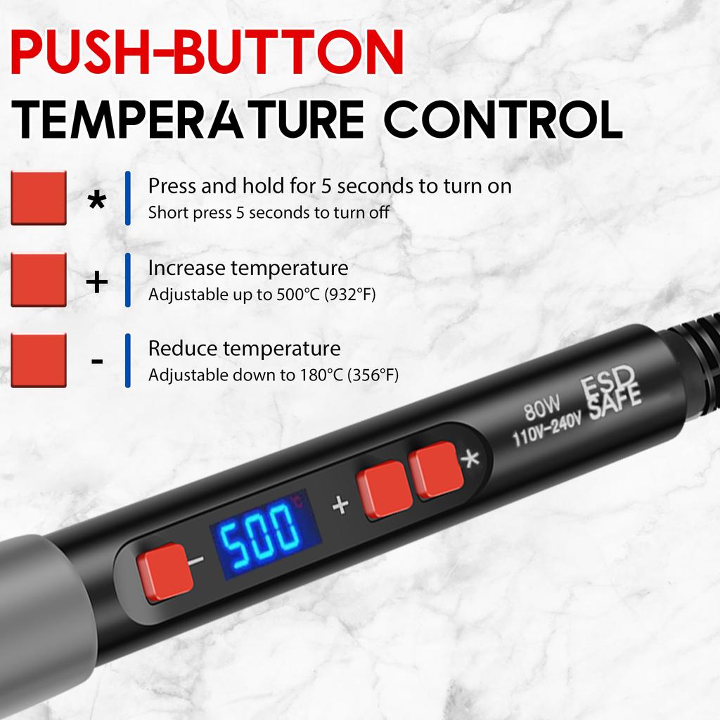 16 in 1 Multifunction Electric Soldering Iron Tool 80W Soldering Iron Set Adjustable Temperature LCD Solder Welding Repair Tool