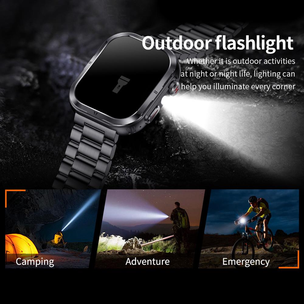 MK86 2,01-Zoll Quadratischer Bildschirm Bluetooth-kompatibel Anruf Smartwatch Gesundheitsüberwachung Wasserdicht Sportuhr mit LED-Licht