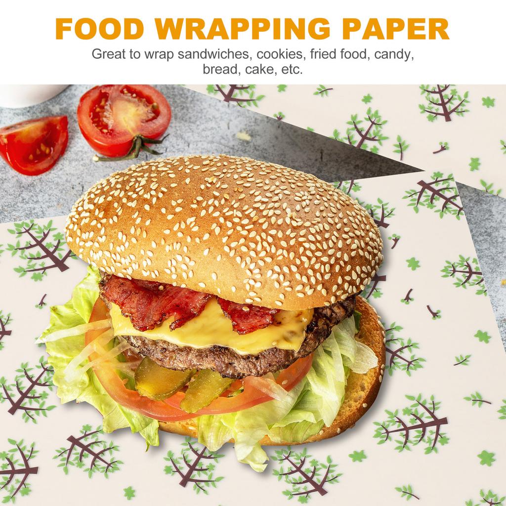 50 Sheets Waterproof Oil Proof Food Wrapping Paper for Sandwiches Cookies Fried Chicken Cake Bread Packing Paper Grease