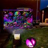 Glow in The Dark Skull DJ Tapestry, Blacklight Party Wall Art with Neon Palm Trees for Bedroom & Club