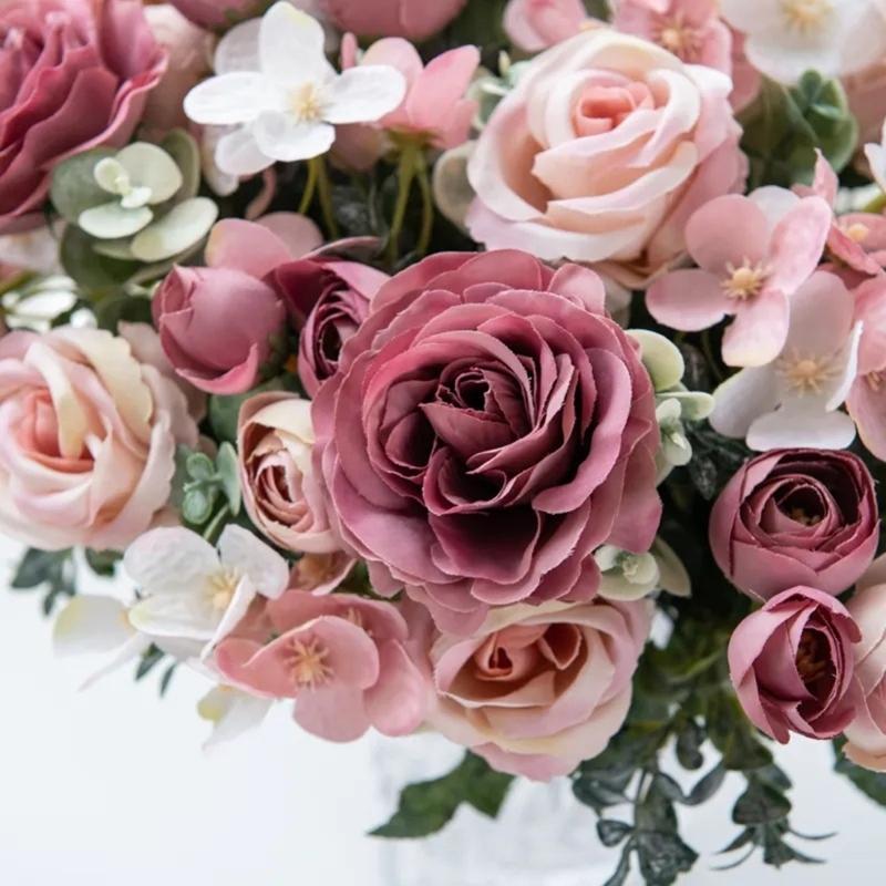 Modern Home Decoration Artificial Roses Elegant Design Wedding Anniversary Gift HX6C