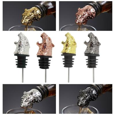 Eleganter Zinklegierung Leopardenkopf Weinausgießer Stopper Flaschenverschluss Metallische Textur für Wein- und Heimdekor-Enthusiasten