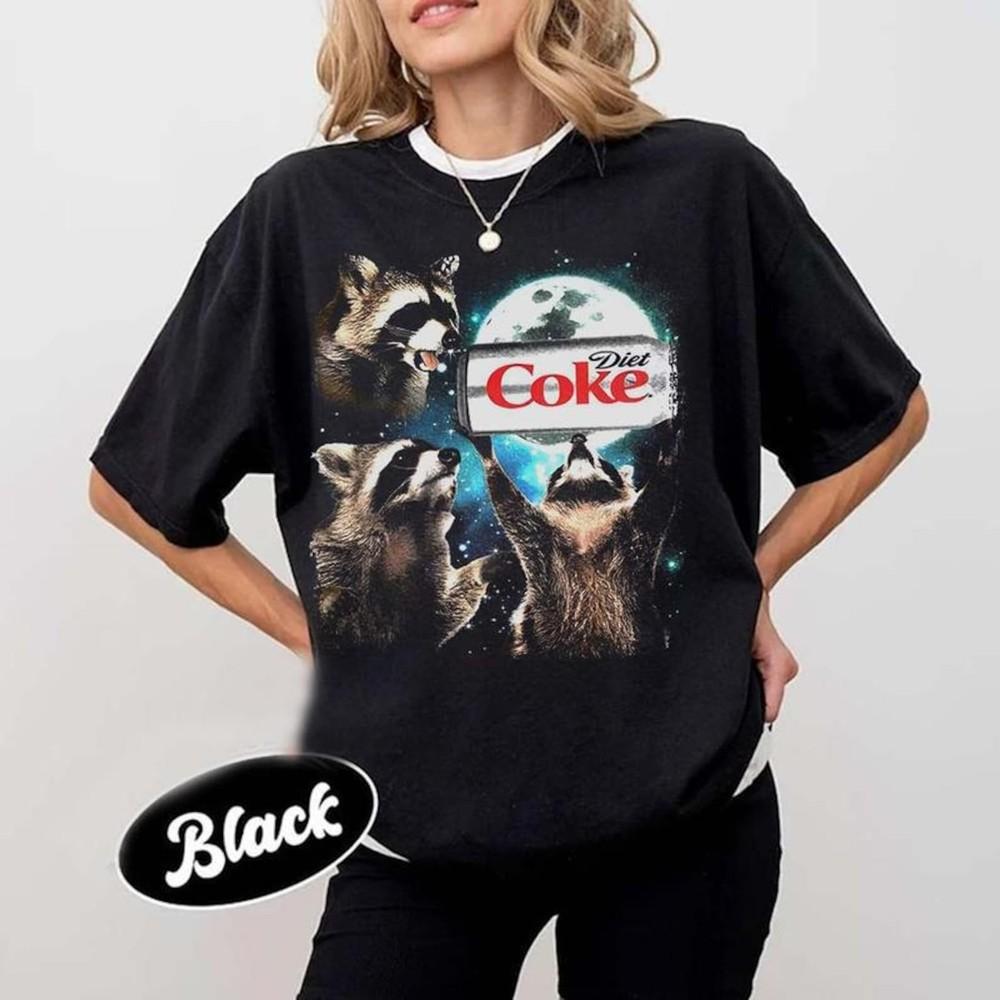 Three Raccoons Diet Coke T-Shirt, Funny Meme Genz Multicolor Tee Unisex T-Shirt XXL