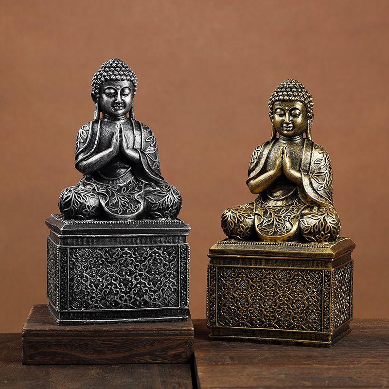Elephant Buddha Statue Thailand Buda Resin Huddhism Figurines Fengshui Hindu Sitting Buddha Figurine Living Room Home Decor Gift