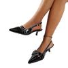 Fashion Pointed Toe Women Sandals 2025 New Arrivals Fashion Elastic Band Party Dress Shoes Woman Thin Mid Heels Red Black Silver Fashion