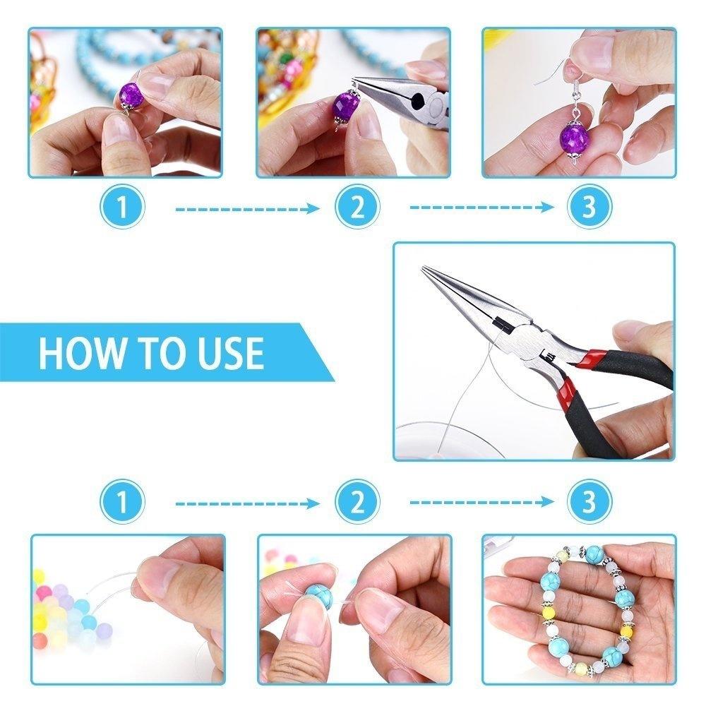 Jewelry Making Kit Jewelry Findings Starter Set Jewelry Beading Making and Repair Tools Pliers Silver Beads Wire Starter Tool