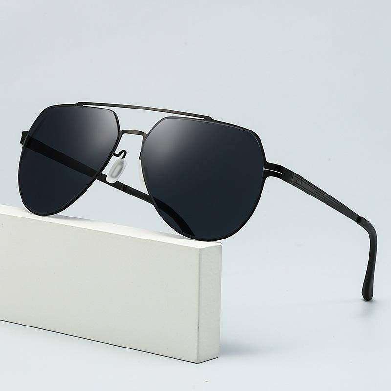 New ultra-light men's double beam sunglasses, high-end driving fishing sunglasses, fashionable double beam toad sunglasses