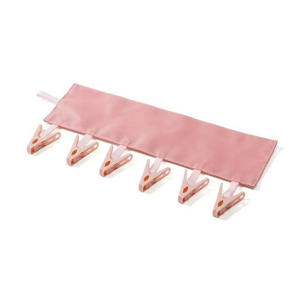 

Folding Clothes Hanger Clips Towel Drying Rack Strong Load-bearing Fastener Tape Design Sock Underwear Hanger with 6 Clips