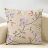Soft Watercolor Flower Branches Cushion Cover Durable Hypoallergenic Organic Linen Short Pillow Cover Washable