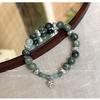 New Chinese retro beaded lotus pod bracelet women's niche design ethnic style dark green bracelet accessories