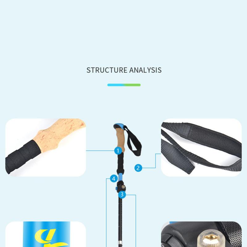 Trekking Pole Handle 5-section Folding Walking Sticks Canes Trekking Poles Alpenstock Hssiking