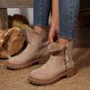 Fashion Fashion Side Zip Short Plush Snow Boots Women 2025 Winter Round Toe Thick Bottom Medium Heel Ankle Boots Warm Non Slip Booties