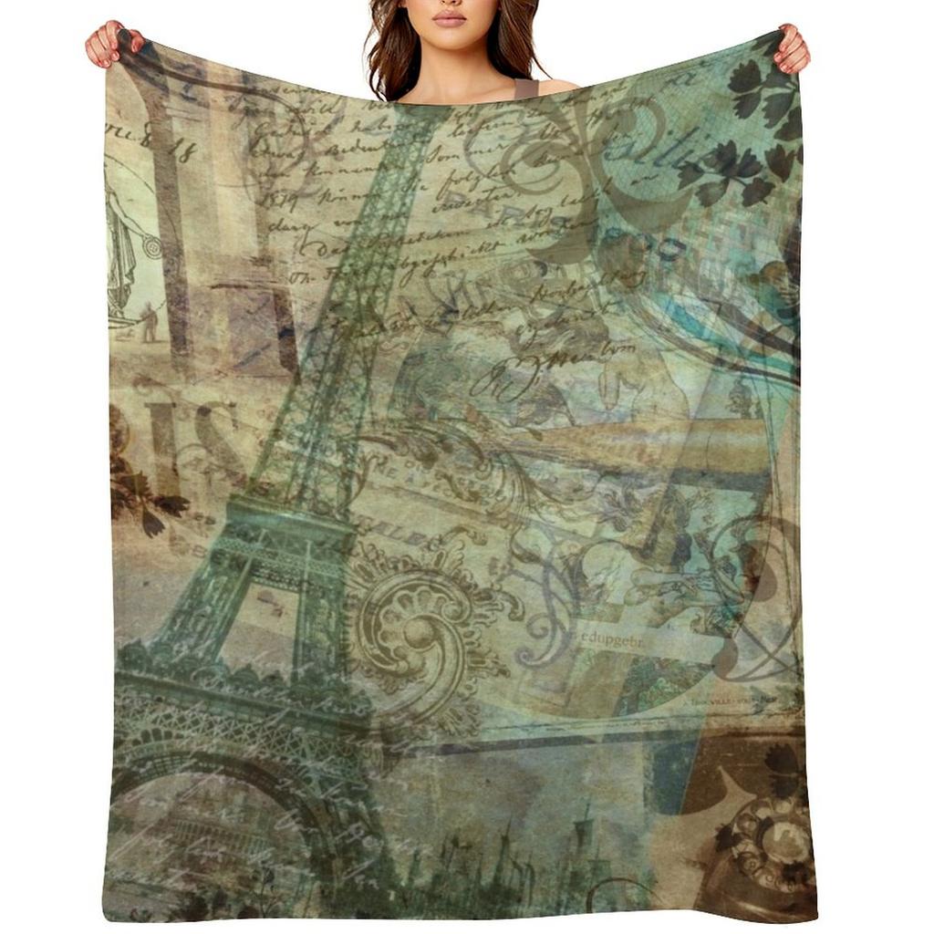 Destination Paris Throw Blanket Warm for Winter Bed Covers Christmas Decoration Single Blankets