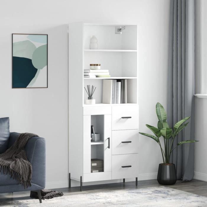 VidaXL Buffet haut Blanc 69,5x34x180 cm Bois d'ingénierie 3189517