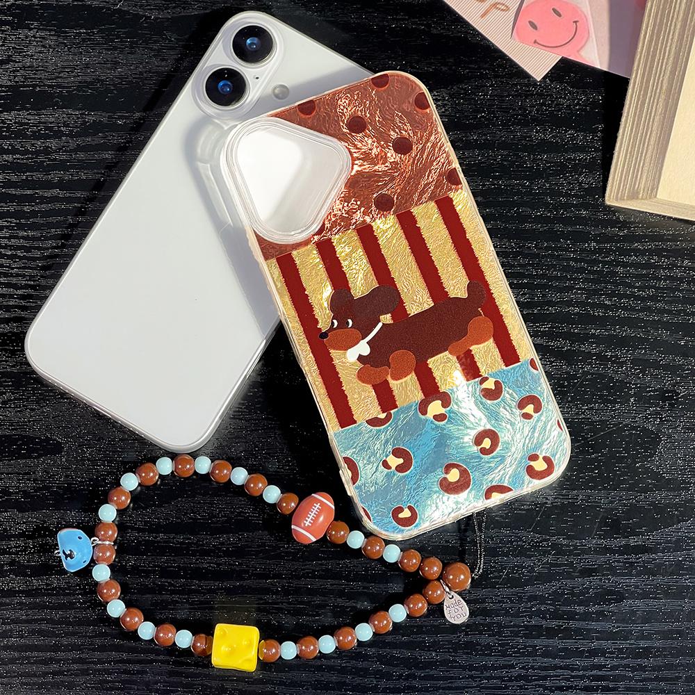 Bracelet Chain Painted Phone Case For iPhone 16 11 12 13 14 for 12 14 16 Pro 14 16 Pro Max Cute Pattern Hard Cover With Lanyard