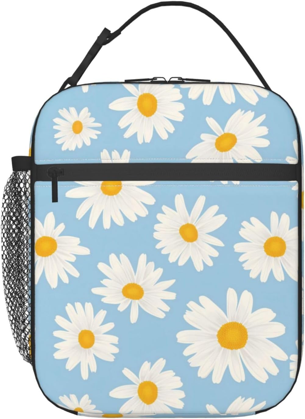 Insulated Lunch Box for Women Men, Blue Daisy Floral Theme Lunch Box Reusable Portable Lunch Bag Cooler Tote Waterproof Lunch Container for Office Pic One Size