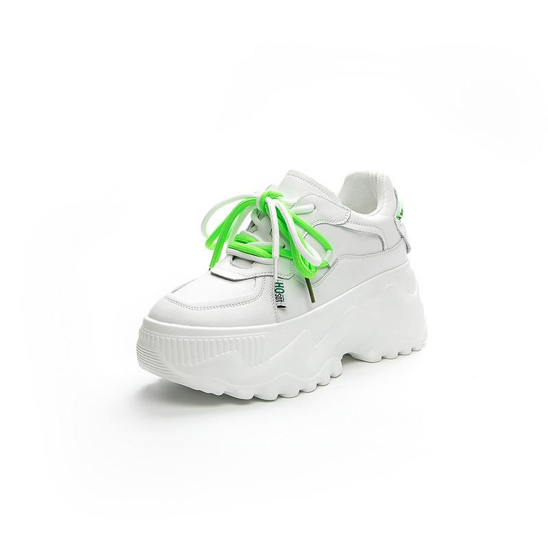 Dad shoes women's ins tide 2025 new leather breathable platform casual shoes inner height increase sports shoes small size 32