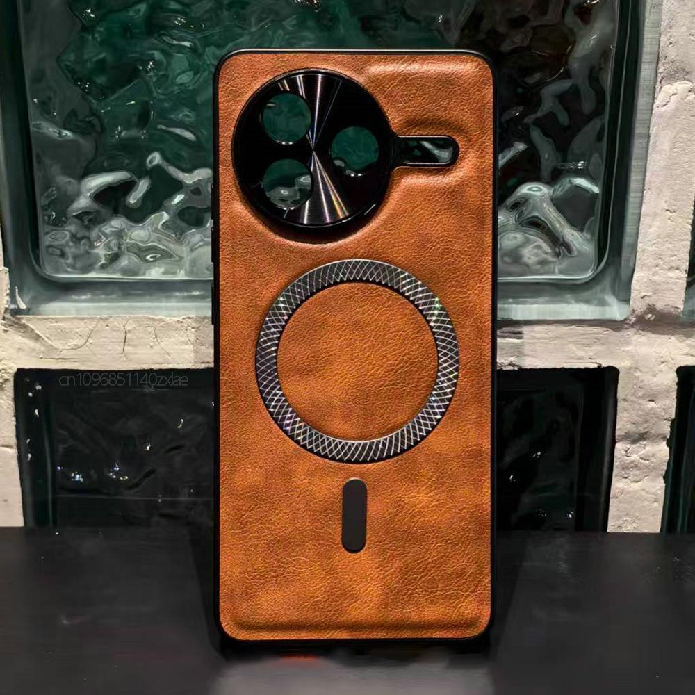 Magnetic Anti-Fall Phone Case For POCO F7 F6 F5 Pro Redmi K80 K70 K60 Pro For MagSafe Wireless Charging Fashion Leather Cover