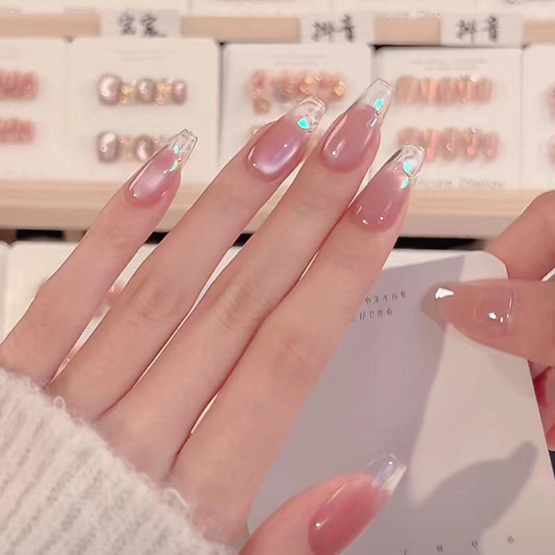 10 Pcs Blue Handmade Press On Nails Ballet Wearable Artificial False Nail Tips For Manicure And Nail Art Decoration