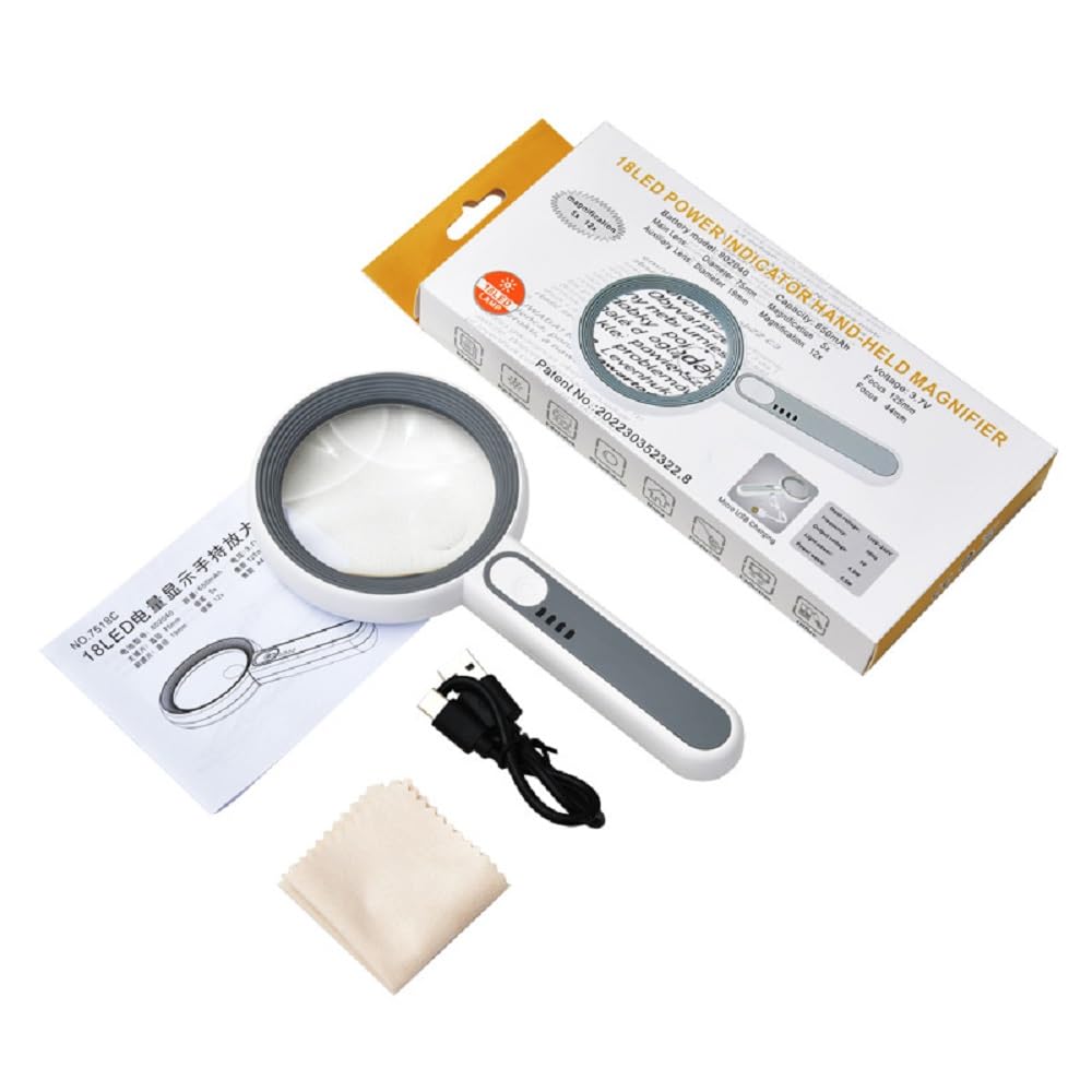 Siawadeky Handheld Magnifying USB 30x with LED 3 Dimmable Easy Magnifying Suitable for Children and Suitable for Newspaper Insect Precision Lens