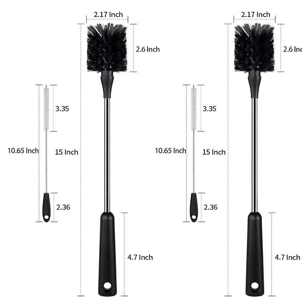 Water Bottle Brush & Straw Cleaner Set,Stainless Steel Long Handle Baby Bottle Scrub Cleaning Brush for Sports Bottles, Cups