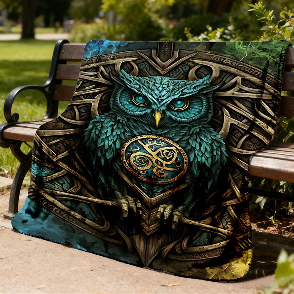 1pc Owl Symbolism Throw Blanket Polyester Fiber, Lightweight Flannel, Soft & Warm, All Season Use for Outdoor, Camping