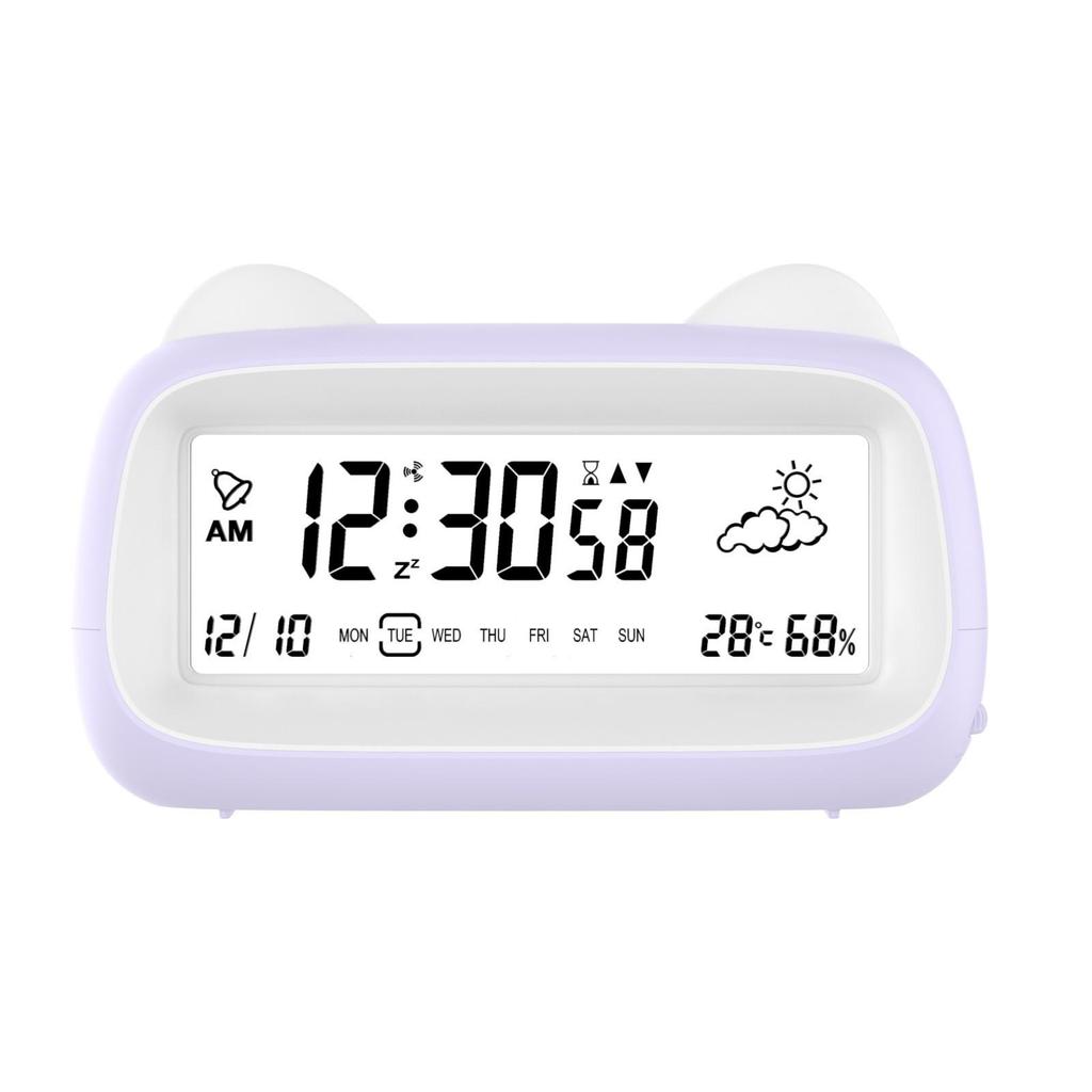 Cartoon Cat Night Light Alarm Clock - Smart Digital Display for Kids, Students, Boys & Girls - Desktop Electronic Watch Gift