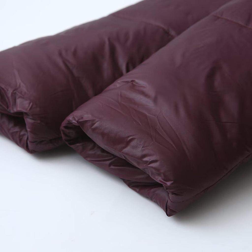 2024 Women's Wine Red Hooded Cotton Coat: European & American Style, Versatile & Fashionable Winter Wear