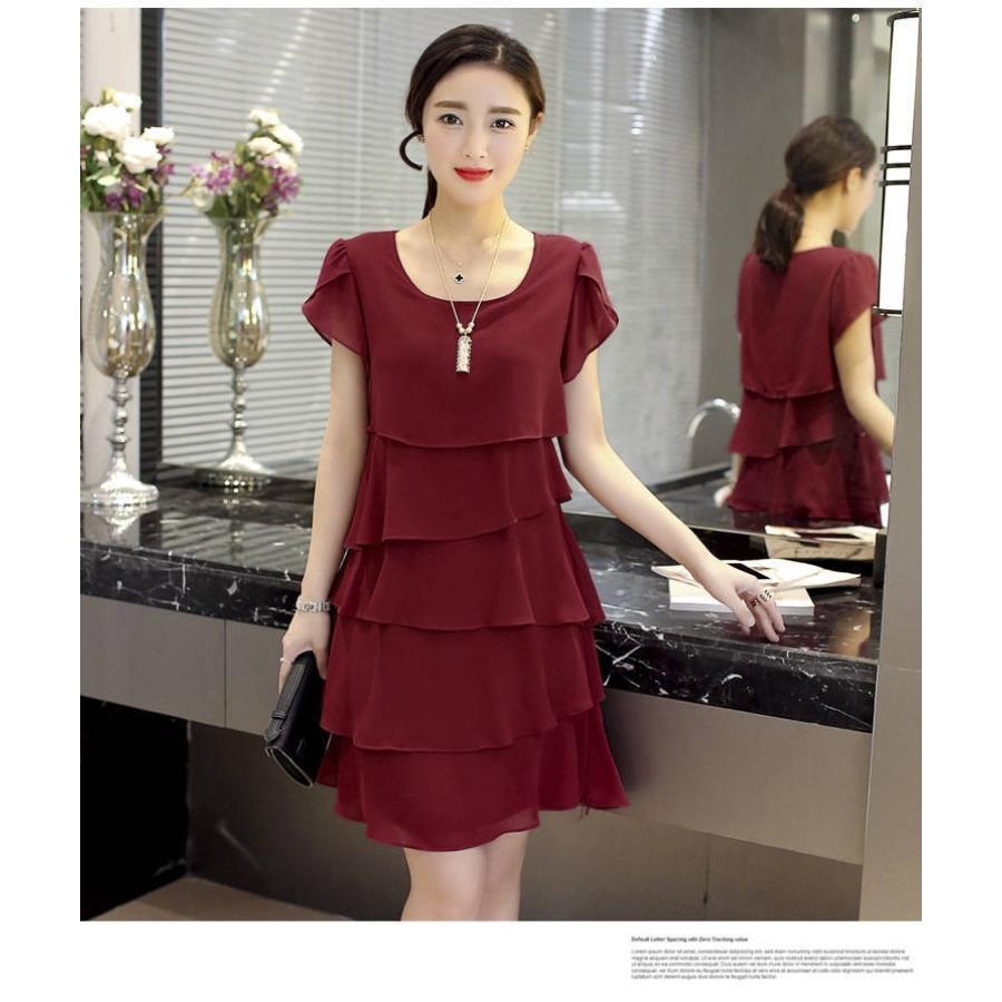 Women's Summer Short-sleeved O-neck Fashionable Dress Style Mid-length Dress