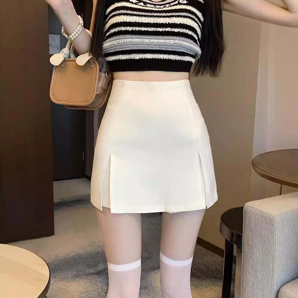 Women's Spring-Summer 2024 Petite Midi Bodycon A-line Skirt with Anti-exposure Shorts and High Waist Design