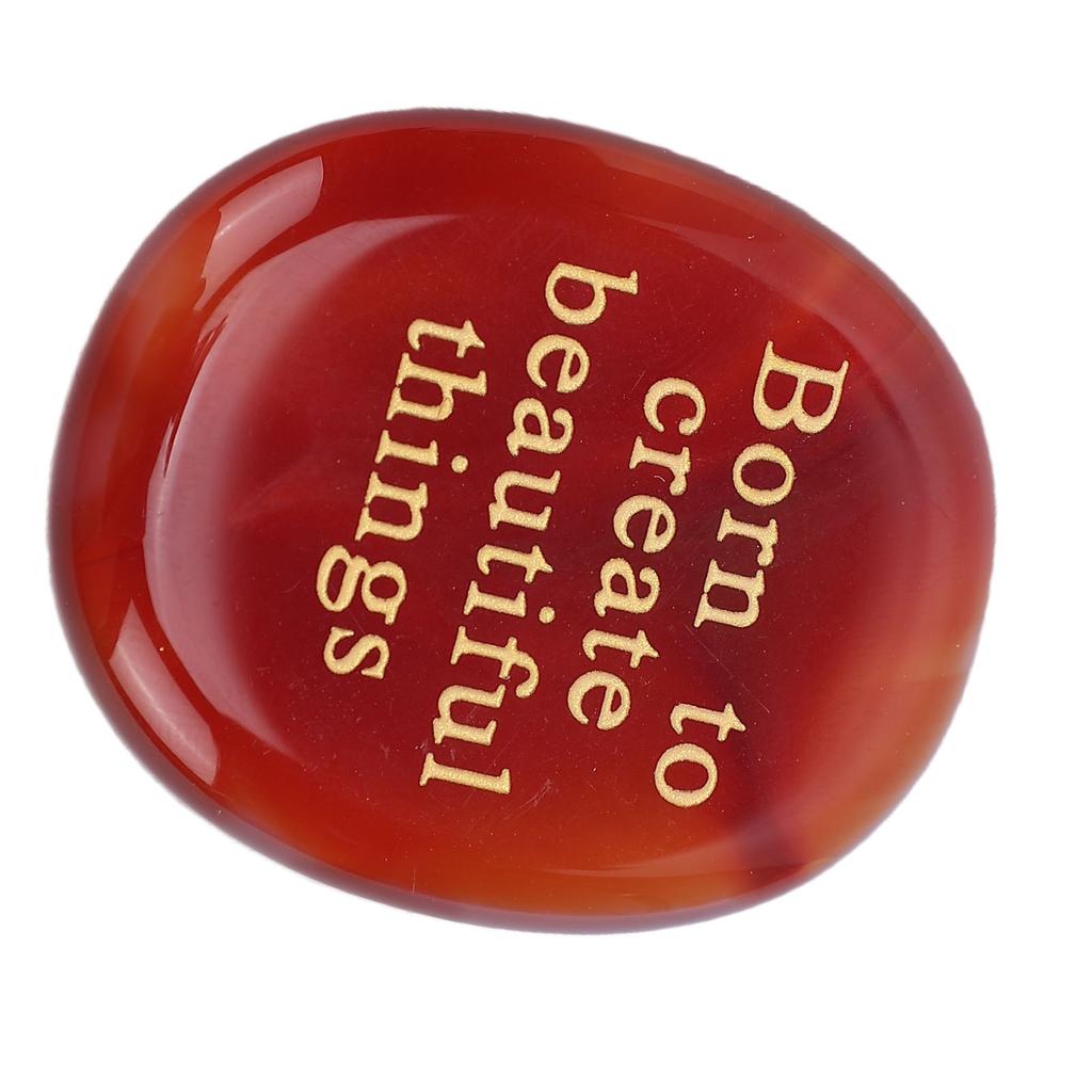 Engraved Stone Born to Create Beautiful Things Red Agate Worry Stone Motivational Present for Yourself Parents Family