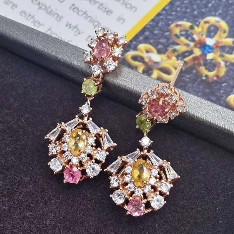 Sace Gems Earring for Women 925 Sterling Silver Natural Tourmaline Stud Earrings Wedding Party Fine Jewelry Eardrop Gift