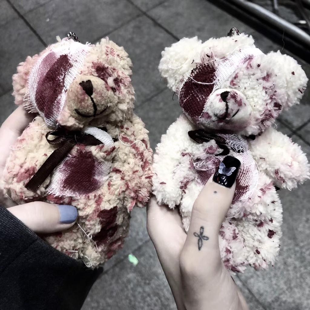 Bloody Pendant Bear Plush Trendy Keyring Keychain Cool Jewelry For Birthdays