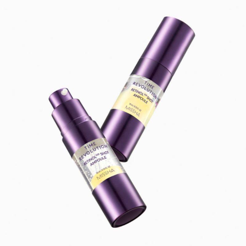 MISSHA Time Revolution Retinol 500 Shot Ampulle 10ml x 2 Stück – Intensives Retinol Straffungs- & Faltenpflege-Serum-Set blue