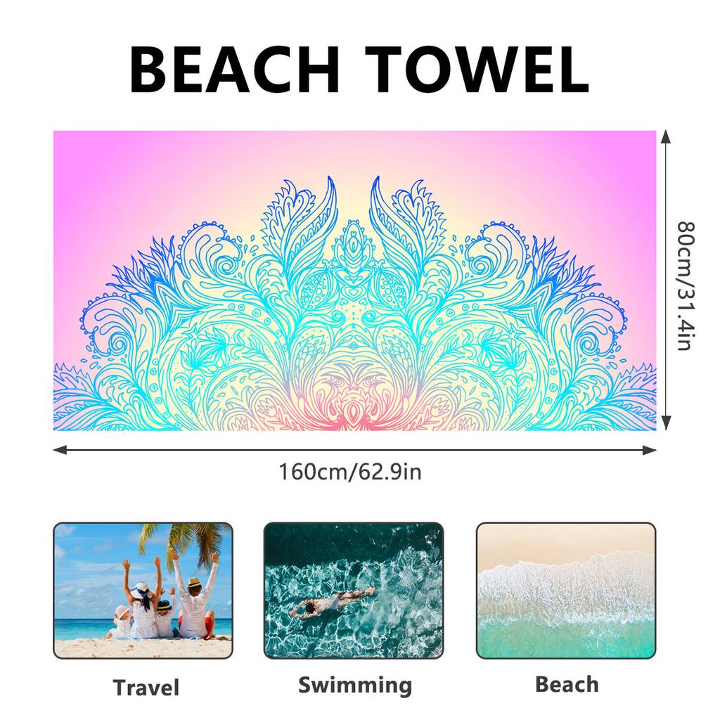 Pink beach towel Printed bath towel Absorbent quick-drying beach towel