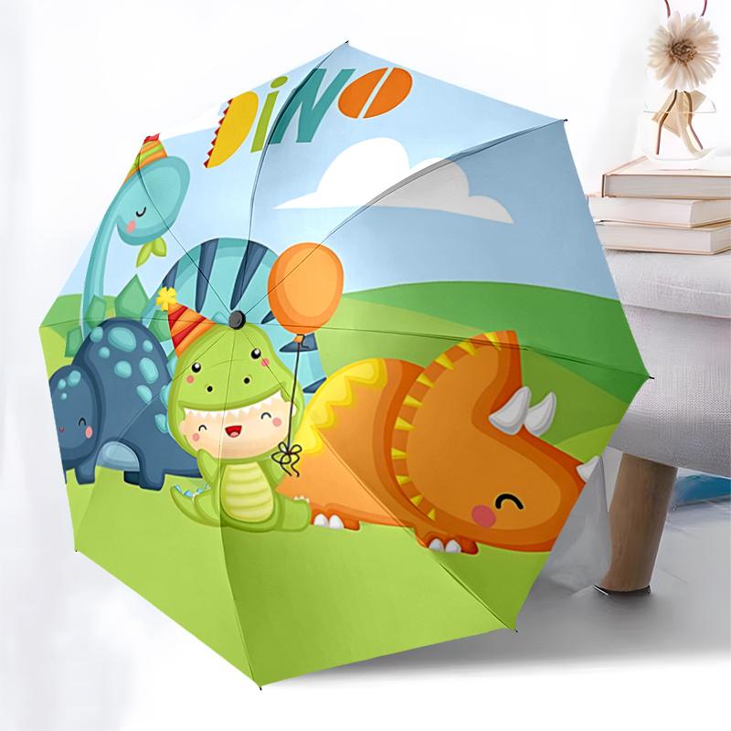 Dino Party Balloon with Hat - Automatic Opening Umbrella, Portable Design, Iron Frame Outdoor Umbrella, Festival Gift for Fans, Travelers, D