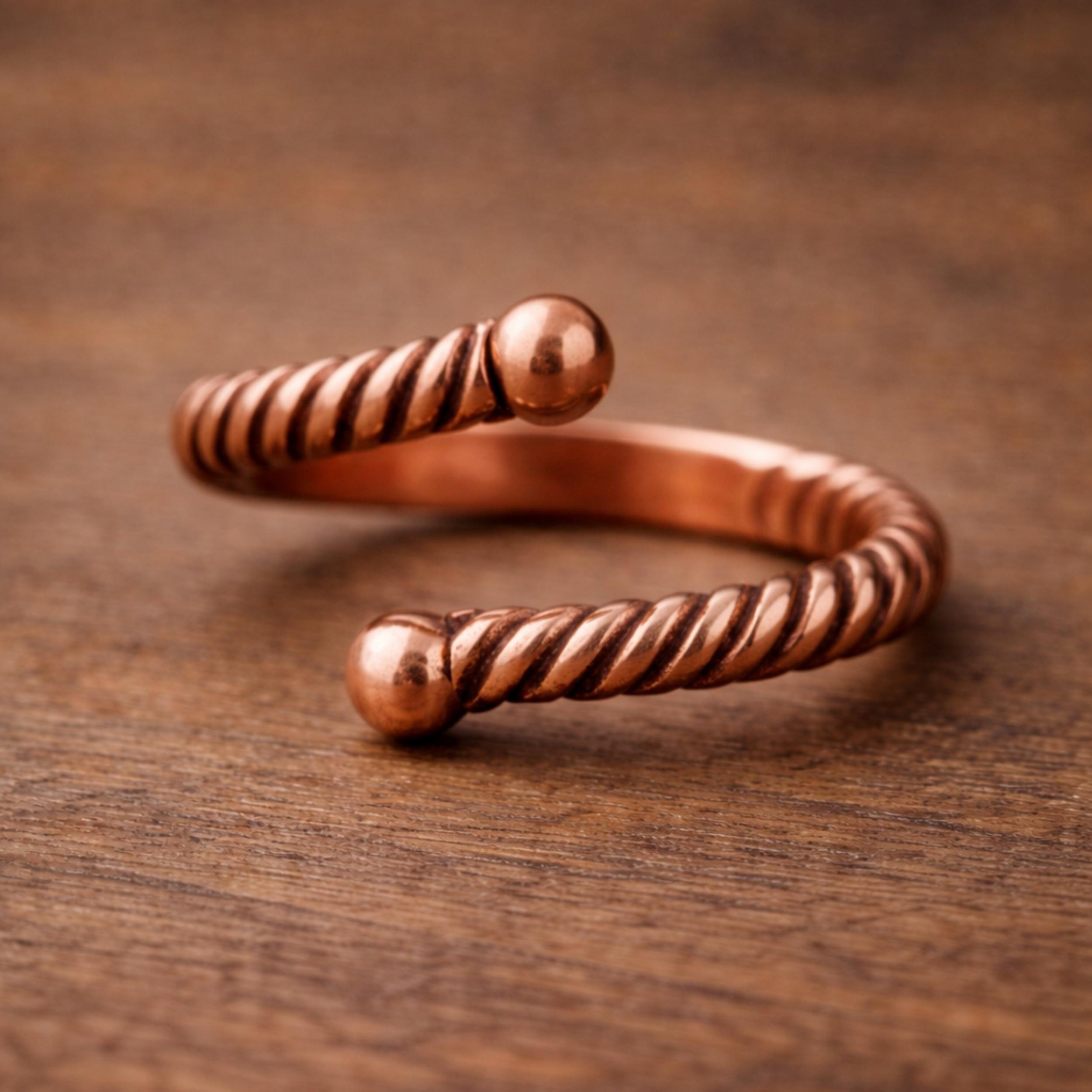 Pure Copper Open Triangle Ring, Minimalist Adjustable Copper Band, Geometric Statement Ring, Handmade Healing Jewelry 4 медный