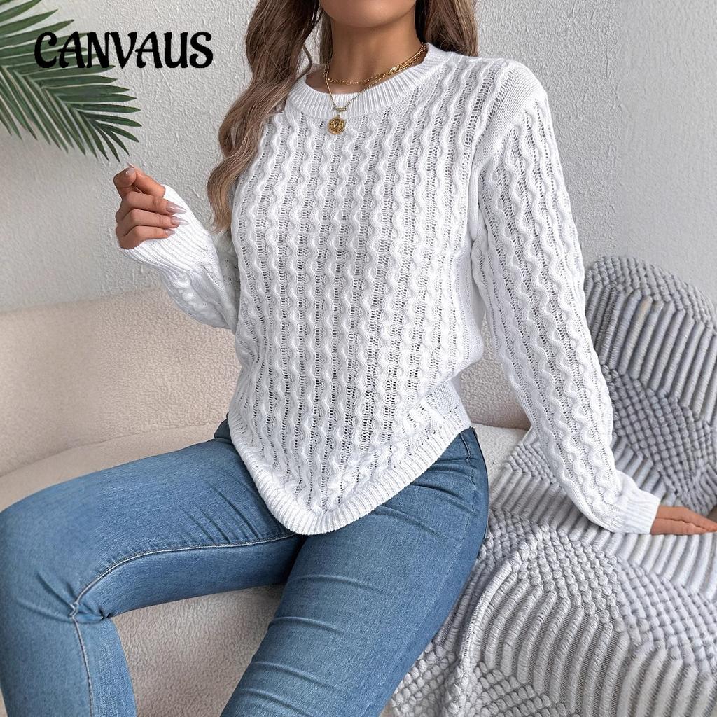 Pulover pulover neregulat de toamnă și iarnă, ocazional, de culoare solidă, cu mâneci tip lanternă.