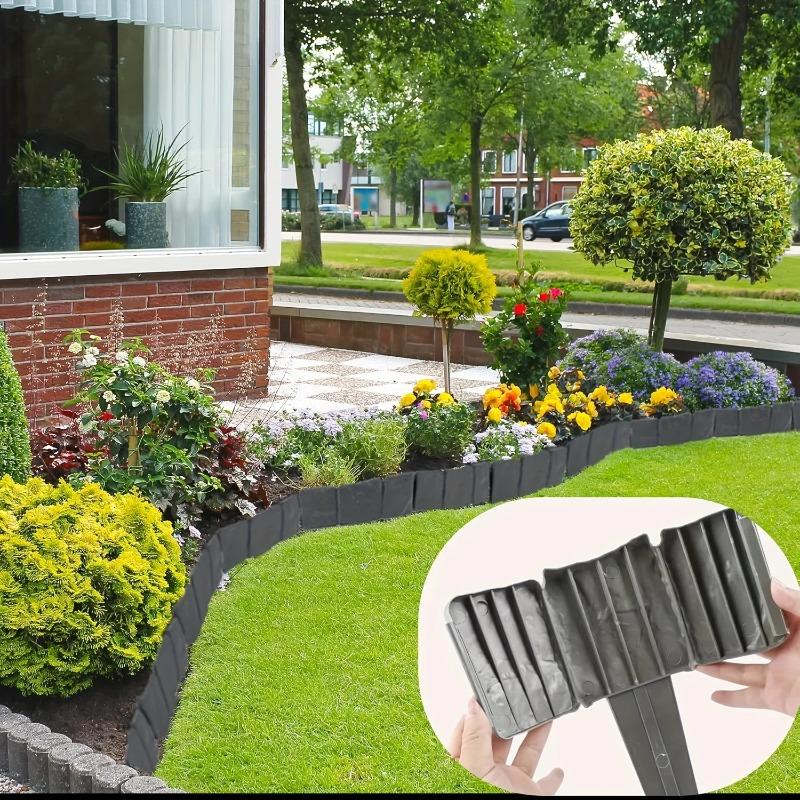 Plastic Garden Edging Border, Imitation Stone Fence Panels, Patio Outdoor Barrier, DIY Garden Landscape Edge Border Spliceable