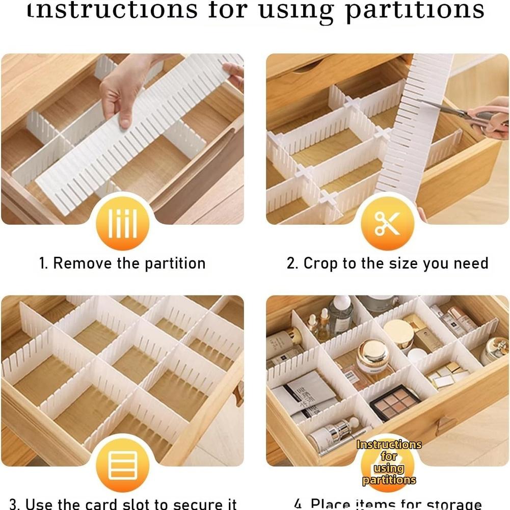 20 Piece Adjustable Drawer Dividers Set for Organizing Drawers in Kitchen Bedroom Bathroom Office and RV with Customizable Size