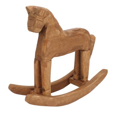 Rocking Horse Decor Handcrafted Pine Horse Ornaments Wooden Horse Toy for Bedside Table Bookrack