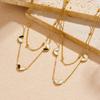 Gold Plated Stainless Steel Two Tone Heart Necklace Bracelet Jewelry Set for Women