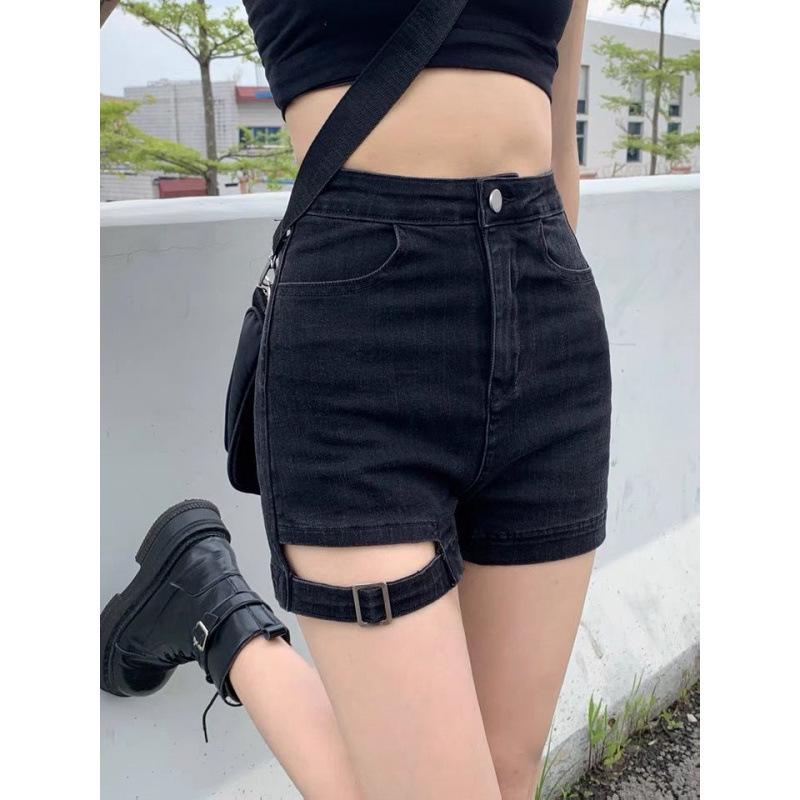 Women s Black High-Waisted A-Line Denim Shorts - Slimming & Sexy Summer Look 2026 Extra Large
